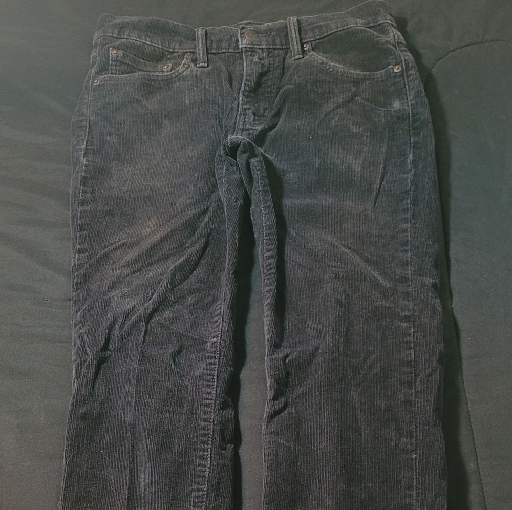 Men Levi Jeans Corduroy Black Straight Leg 30 x 30